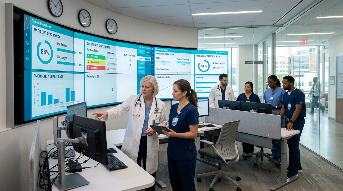 Multi-facility hospital clinical operations and patient logistics command center